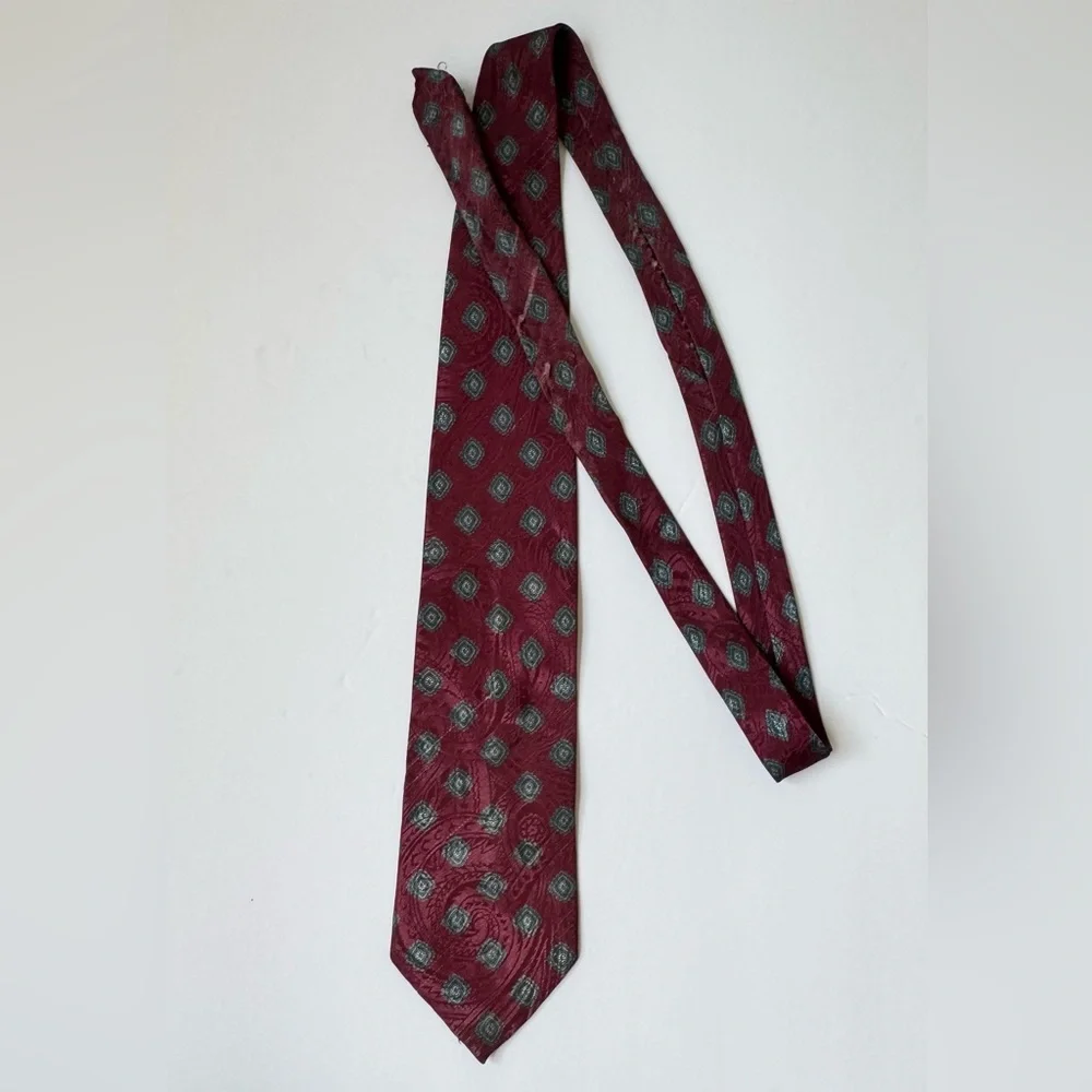 Vintage Christian Dior Monsieur Red Paisley Medallion Tipped Necktie 58” READ